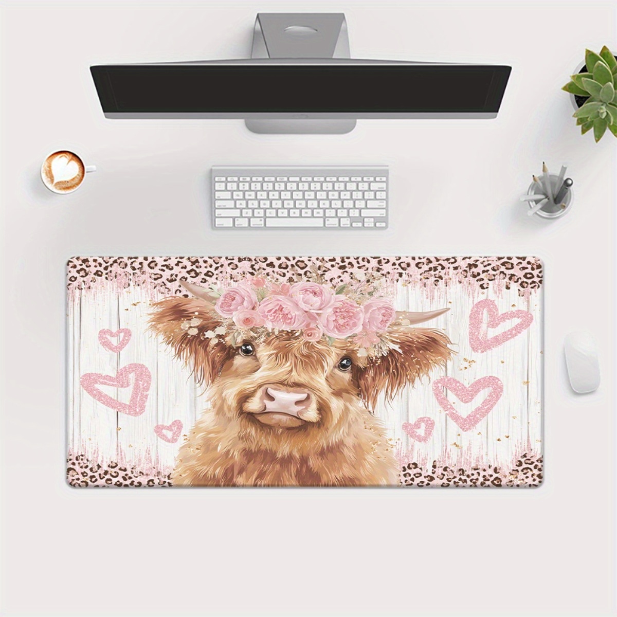 Highland Cow Desk Mat Pink Flo - Cow Mat Rubber recensie en prijs