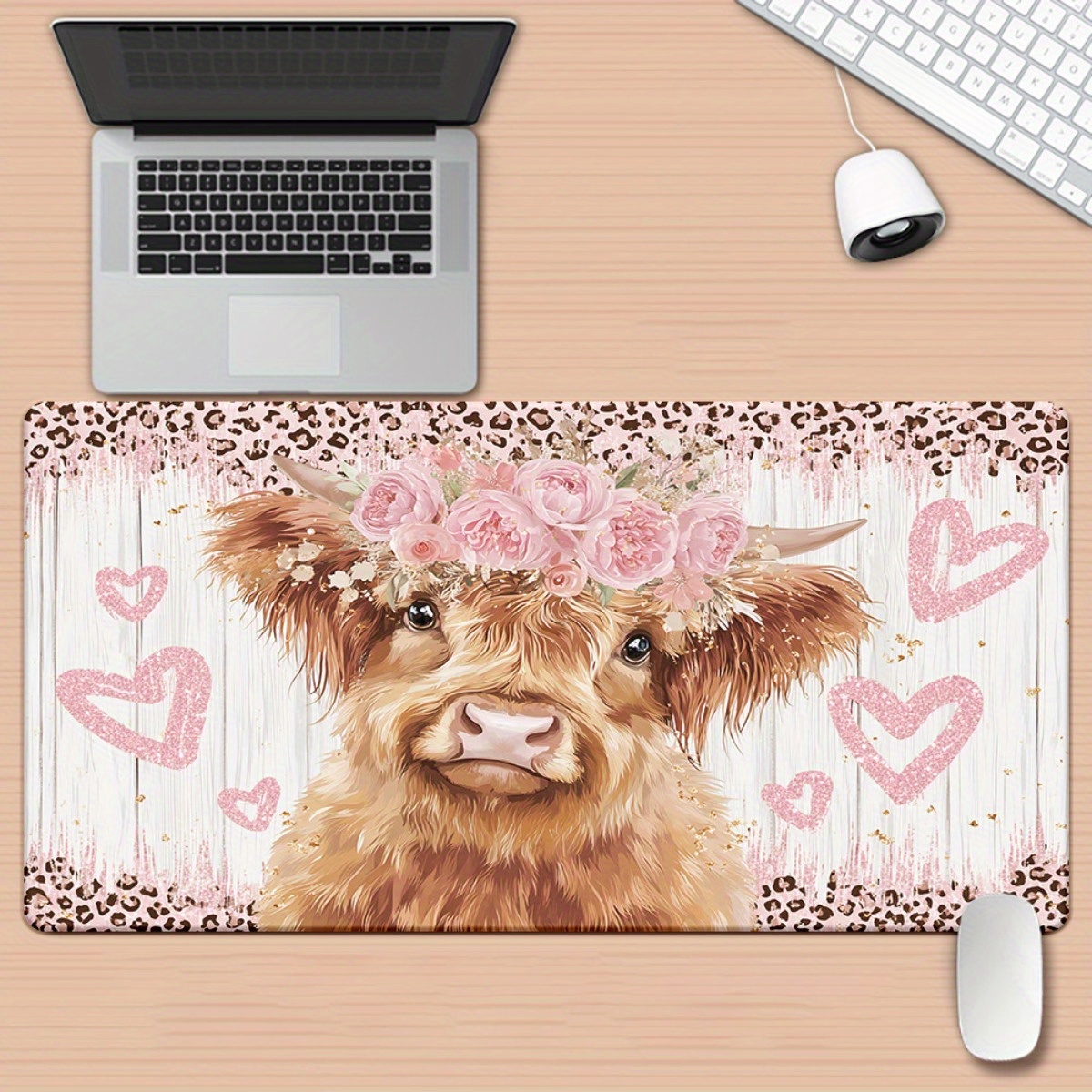 Highland Cow Desk Mat Pink Flo - Cow Mat Rubber recensie en prijs
