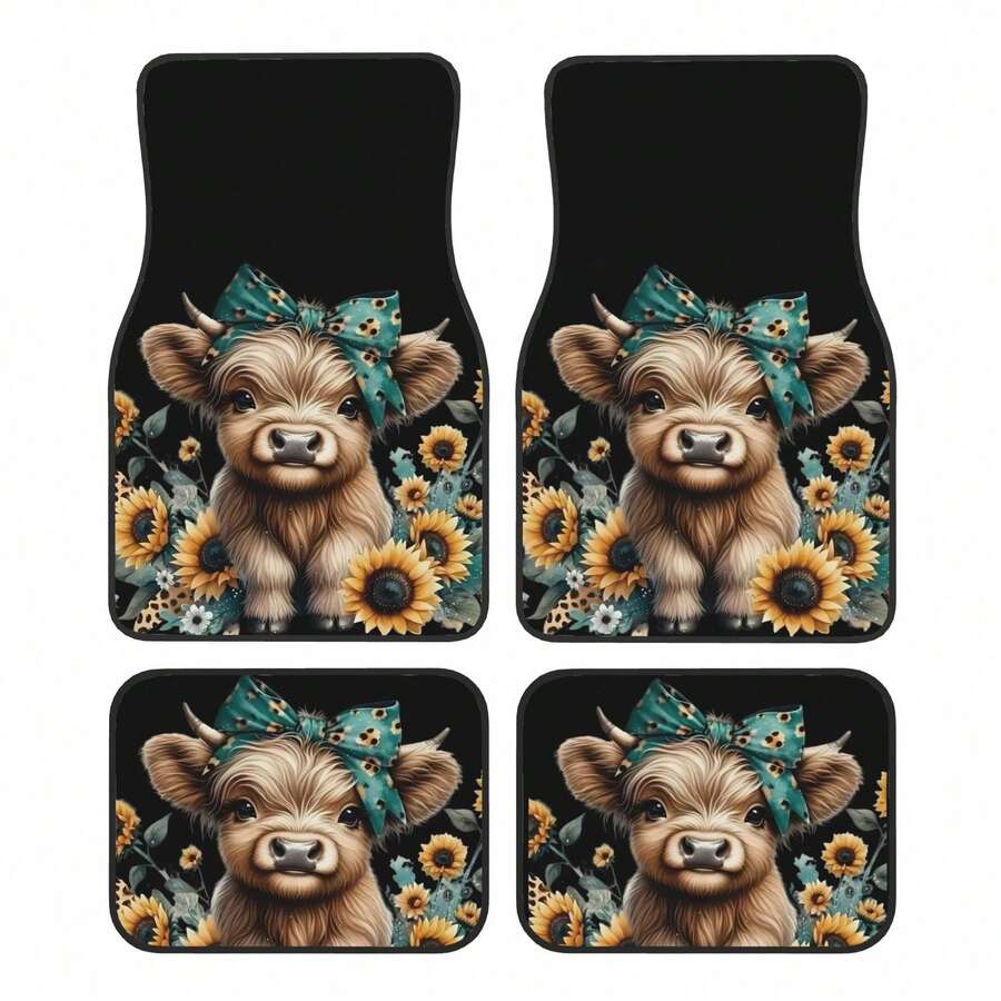 4-Piece Highland Cow Car Floor - Cow Mat Rubber recensie en prijs