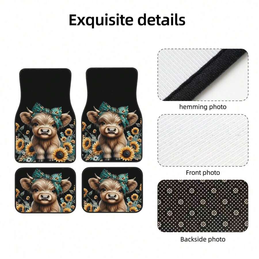 4-Piece Highland Cow Car Floor - Cow Mat Rubber recensie en prijs