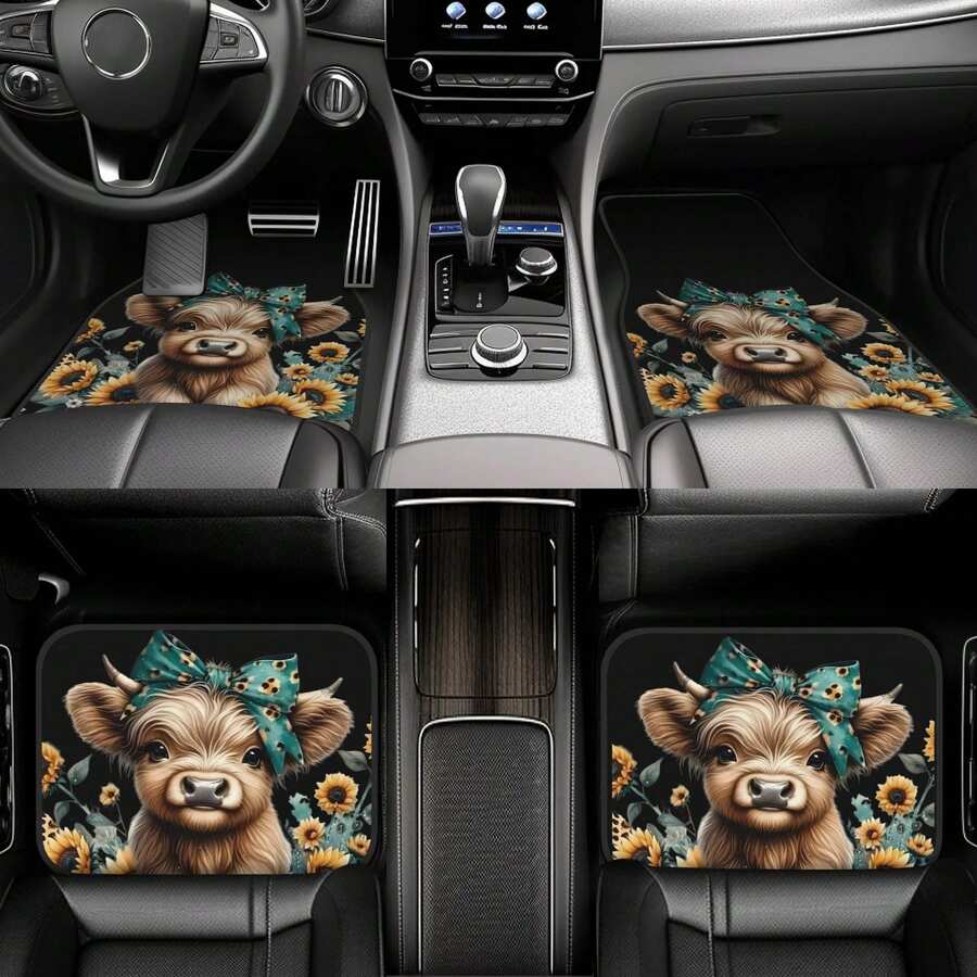 4-Piece Highland Cow Car Floor - Cow Mat Rubber recensie en prijs