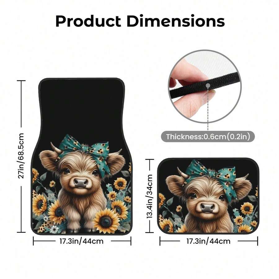 4-Piece Highland Cow Car Floor - Cow Mat Rubber recensie en prijs